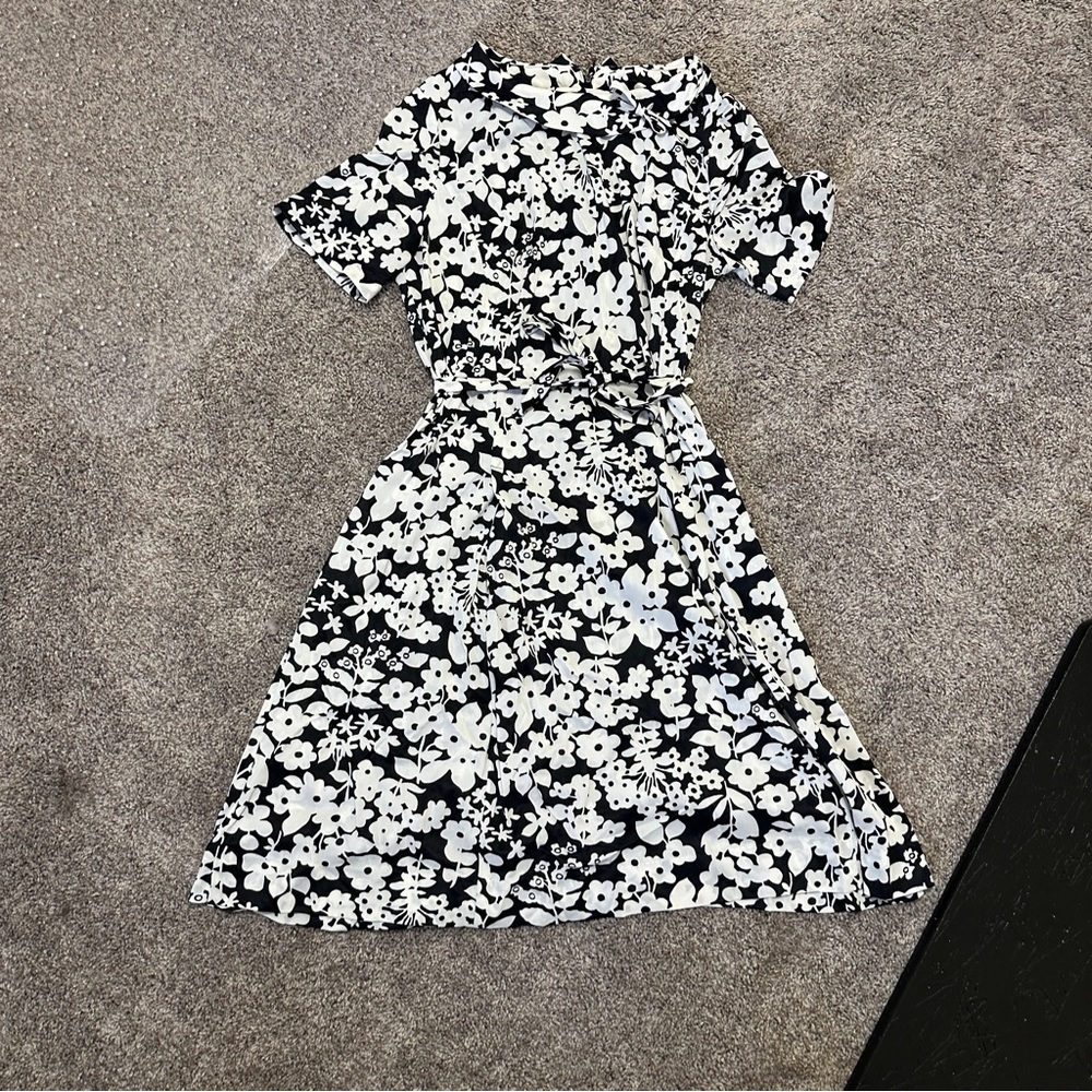 Vintage Floral Black and White Dress